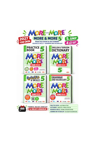 Güncel 5.sınıf 5 More&more Practice Book&dıctıonary Readers & Skılls + Gramer And Vocabulary 4 Lü Set +kronometre