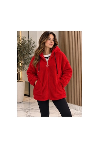 Butik İstanbul Fermuarlı Wellsoft Hırka Kırmızı