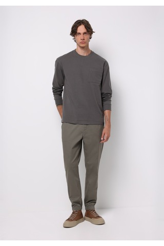Colins Comfort Fit Yuvarlak Yaka Düz Erkek Gri Uzun Kol Tişört Cl1076435 Q1.v1 Dgr Koyu Gri