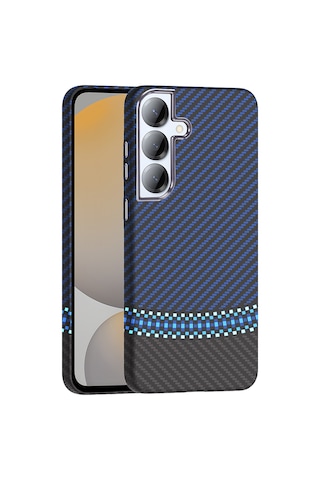 Zore Samsung Galaxy Uyumlu S25 Plus Kılıf M-safe Şarj Özellikli Karbon Fiber Görünümlü Omsy Gros Kapak - Siyah-lacivert N/a