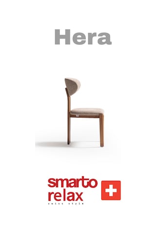 Smarto Relax Hera 2'li Yemek Masası Sandalye Seti - Ahşap Ayaklı, Krem Kumaş Kahverengi