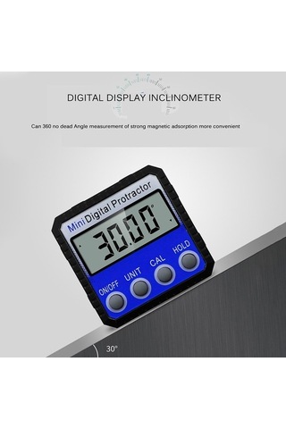Pazly Mini Çok Açılı Dijital Ekran İnklinometre, Güçlü Manyetik, 52x52x28mm, 4x90 Derece Diğer