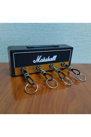 Yuntech01 "marshall Duvar Anahtar Takımı - 4 Telli Gitar Plug Desenli Anahtar Asma Aleti" Siyah