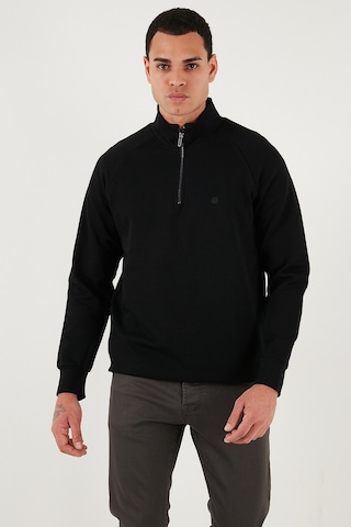 Buratti Pamuklu Relaxed Fit Yarım Fermuarlı Dik Yaka Erkek Sweat 5901232 Siyah