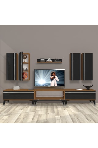 Decoraktiv Eko 8d Mdf Silver Tv Ünitesi Tv Sehpası Ceviz - Siyah