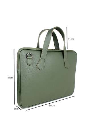 Kadın Haki Renk Evrak Çantası 13,6 İnç Laptop Çantası Haki