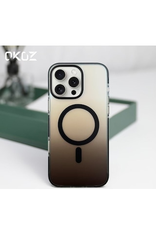 Apple Uyumlu iPhone 16 Pro Max Grace Renk Geçişli Magsafe Koruyucu Kılıf Siyah