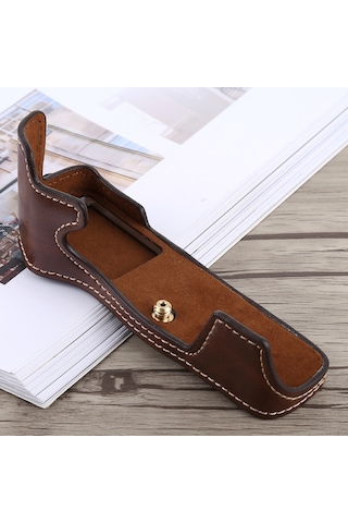 1/4 İnç Konu Pu Deri Kamera Olympus Em5 / Em5 Mark Iı Kahve İçin Yarım Kasa Tabanı Diğer