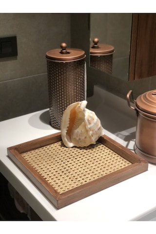 Rattan Hazeran Kare Tepsi Eskitme Model %100 Doğal Hazeran M027