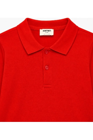 Koton Uzun Kollu Pamuklu Basic Polo Yaka Tişört Kırmızı 7wkg10010ak