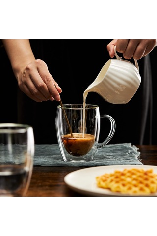 Leezsing 350ml Yüksek Borosilikat Cam Bardak - Isı Dayanıklı, Çeşitli İçecekler İçin, Elle Tutucu Ve Basit Tasarım Diğer