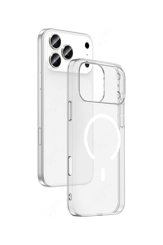 İphone 17 Pro Kılıf M-safe Şarj Özellikli Şeffaf Kamera Çerçeveli Porto Kılıf Şeffaf