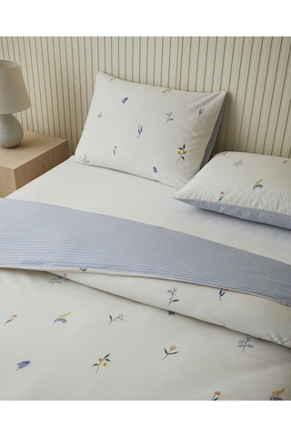 English Home Flowery Kolay Ütülenir Çift Kişilik Nevresim Takımı 200x220 Cm Mavi - Yeşil Mavi - Yeşil