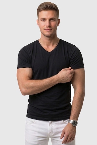 Deepsea Siyah V Yaka Slim Fit Erkek Tişört 1801165 Siyah
