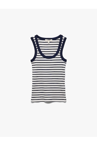 Koton Slim Fit Kolsuz U Yaka Kadın Fitilli Atlet Lacivert Çizgili 5sak10135ek Lacivert Çizgili