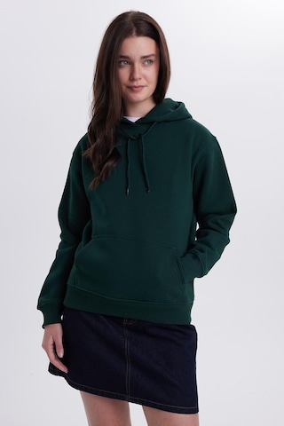 Tudors Kadın Relax Fit Rahat Kesim Pamuklu Kapüşonlu Kanguru Cepli Yeşil Sweatshirt-39942 Yeşil