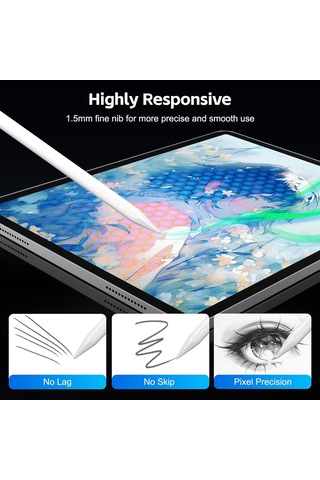 13mins Hızlı Şarj, Eğim Hassasiyeti İle Apple Uyumlu iPad 2026-2018 İçin Stylus Kalem Belirtilmemiş