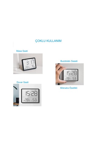 Hymark Mıknatıslı Lcd Dijital Ekran 9x7 Cm Pilli Mini Saat Alarm