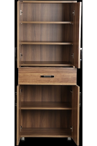 Çok Amaçlı Dolap 180 Cm Hard Parlak Ceviz Suntalem 4raf 1çekmece Kutuda Sevk El Yapım Ceviz