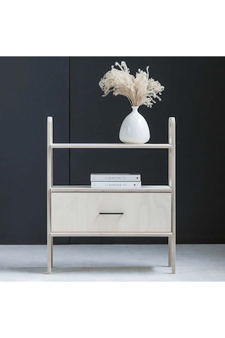 Woodesk Boulder, Ahşap Çekmeceli Kitaplık, 90x75, Beyaz Renk