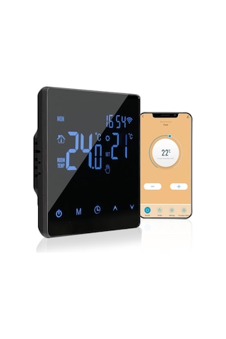 Reedark Siyah Wifi Akıllı Su Isıtma Termostati - Lcd Dokunmatik Ekran, Uygulama Kontrolü, Haftalık Programlama, 3a