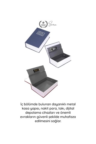 Kasa Kilitli Gizli Kasa Kitap Görünümlü Sözlük Kumbara Para Takı Evrak Saklama Kutusu Anahtarlı Çel Çok Renkli