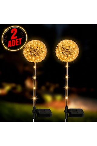 2'li Güneş Enerjili Karahindiba Bahçe Lambası Solar Led Dekoratif Dış Mekan Aydınlatma Sıcak Beyaz