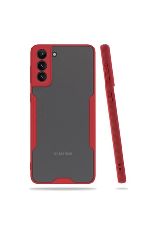 Samsung Uyumlu Galaxy S21 Plus Kılıf Platin Silikon - Kırmızı Diğer