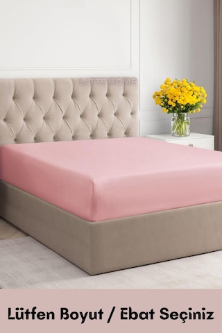Pembe Renkli %100 Pamuklu Penye Kumaş Fitted Lastikli Çarşaf Pembe