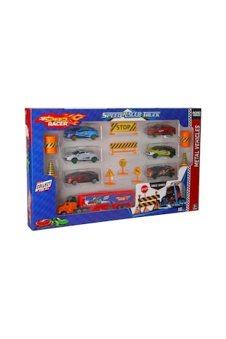 Speed Racer 6'lı Metal Arabalı Tır Ve Trafik Levha Seti Çocuk Oyuncak