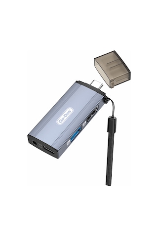 Go Des Gd-ct085 Type-c Bağlantılı 4in1 Hdtv Ses Ve Video Adaptörü Usb3.0/hdmi/3.5mm/4k Ultra Hd 60hz Gri