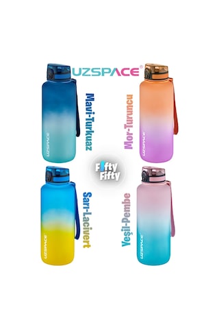 Uzspace Motivasyon Matarası 1500 Ml Mega Büyük Boy Çift Renk 8 Fa