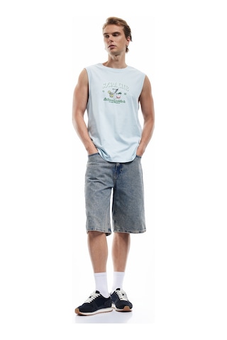 Koton Bisiklet Yaka Pamuklu Regular Fit Baskılı Kolsuz Atlet Mavi 5sam30019mk Mavi