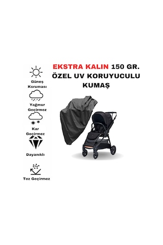 Su Geçirmez Bebek Arabası Koruyucu Kılıf Puset Brandası Siyah