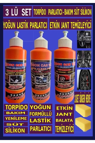4 Lü Set Jant Temizleyici - Lastik Parlatıcı - Torpido Sütü - 2 Adet Sünger