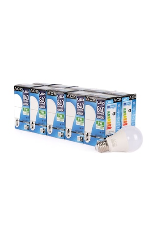 Ack 9w Led Ampul 4000k Günışığı E27 10'lu Eko Paket