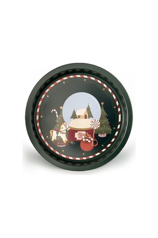 Yılbaşı Temalı Metal Tepsi, 31.5 Cm Ez197-8r Desenli