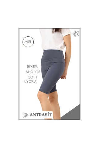 Antrasit Biker Şort Yüksek Bel İç Göstermez Esnek Yumuşak Likralı Soft Tbiker Basics Antrasit