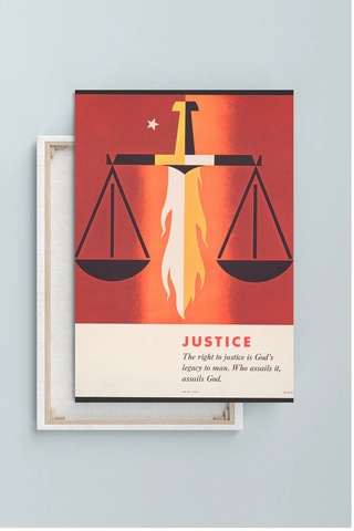Adalet Kılıcı Ve Terazi Tablo - Retro Propaganda Tarzı Justice Poster Duvar Sanatı