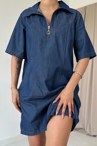 Valensdesign Mavi Tencel Kuplu Elbise