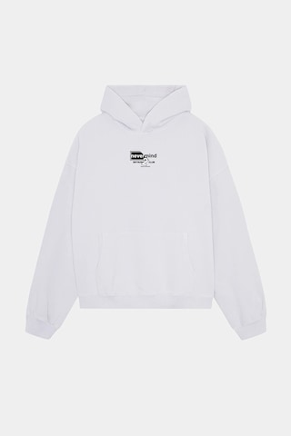 Nevermind Streetwear Oversize Hoodie Siyah Baskılı Kapüşonlu Sweatshirt Beyaz