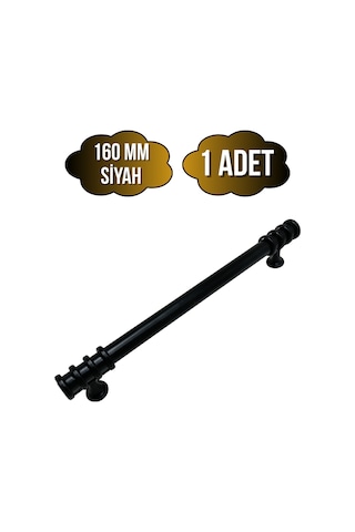Detay Boru Siyah Desenli Dolap Kulpu Mobilya Ve Mutfak Dolap Kulpu Siyah 160mm 1 Adet Siyah