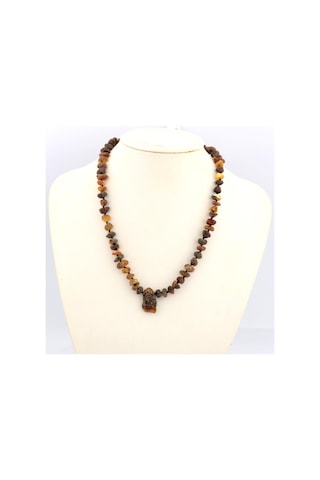 Pigado Parça Kesim Gerçek Damla Kehribar Kolye Cilasız 45 Cm Çok Renkli