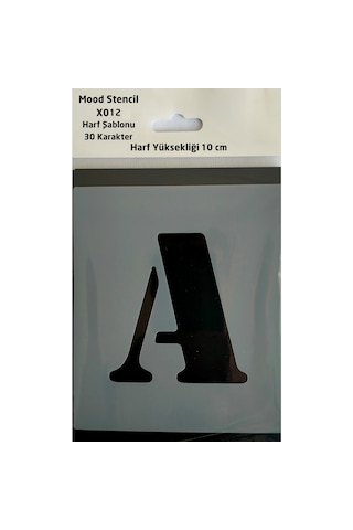 Stencil Harf Boyama Şablonu X012 Harf Yüksekliği 10 Cm