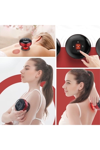 12 Kademeli Sıcaklık Emişli Bardak Çekme Terapisi, Vakumlu Masaj Aleti,terapi Cihazı Gua Sha-masaj Cihazı Beyaz