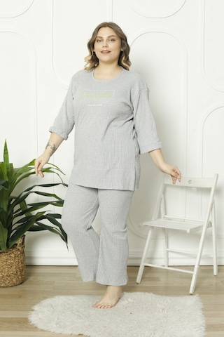 Fames Pijama Büyük Beden Mevsimlik Pijama Takimi Gri