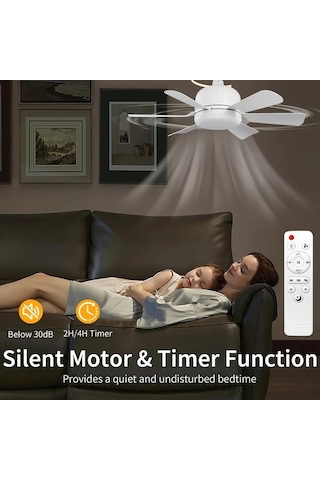 Motion003 Uzaktan Kumandalı 40w Beyaz Akıllı Tavan Vantilatörü Işığı Beyaz Altı Bıçaklı Fan Işık 3 Hız Ayarlı E27 Tabanlı 3000k 6500k