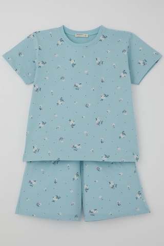 Breeze Kız Çocuk Şortlu Pijama Takımı Çiçek Desenli 4-8 Yaş, Açık Mavi
