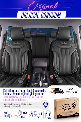 Panda Miami Serisi Deri Oto Koltuk Kılıfı - Tam Set