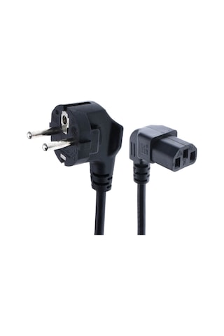 C13 Power Kablosu 90° Derece Dirsek L Uç - Dik Açılı - 1.8 mt